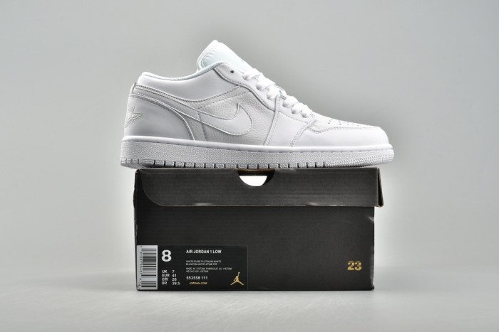 Jordan 1 Low Triple White Tumbled Leather