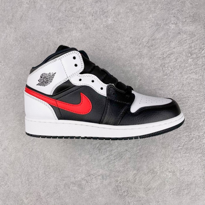 Jordan 1 Mid White Black Chile Red (GS)