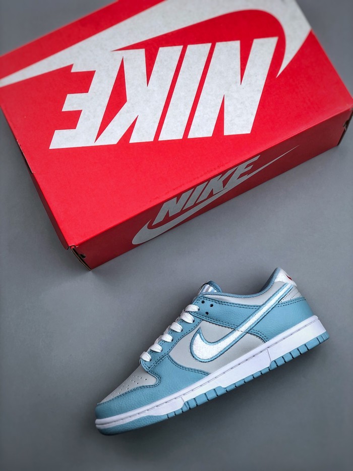Nike Dunk Low Retro Fleece Swoosh Worn Blue