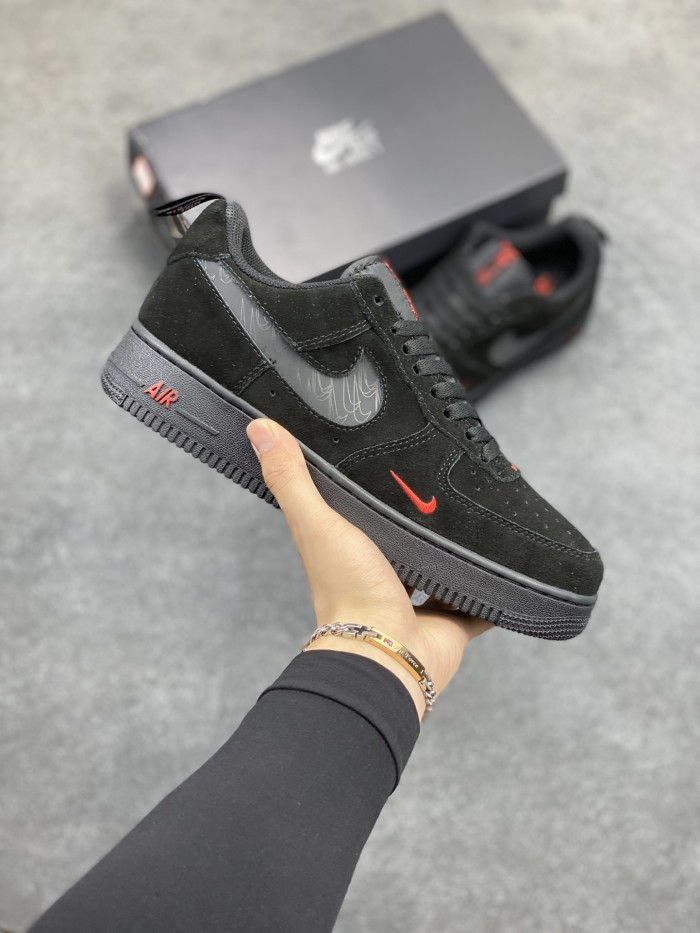 Nike Air Force 1 Low Multi-Swoosh Black Crimson