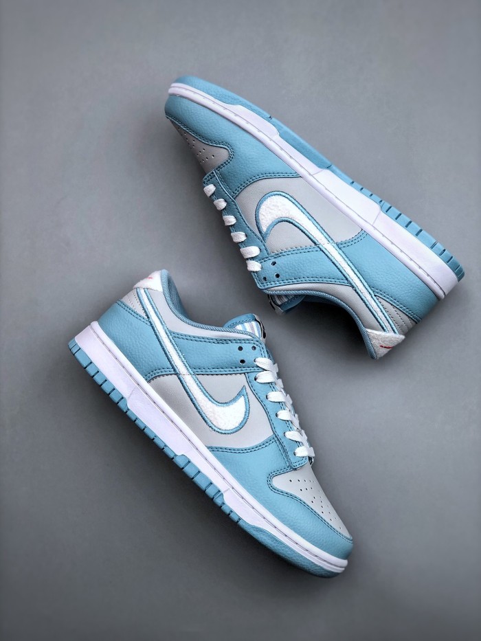 Nike Dunk Low Retro Fleece Swoosh Worn Blue