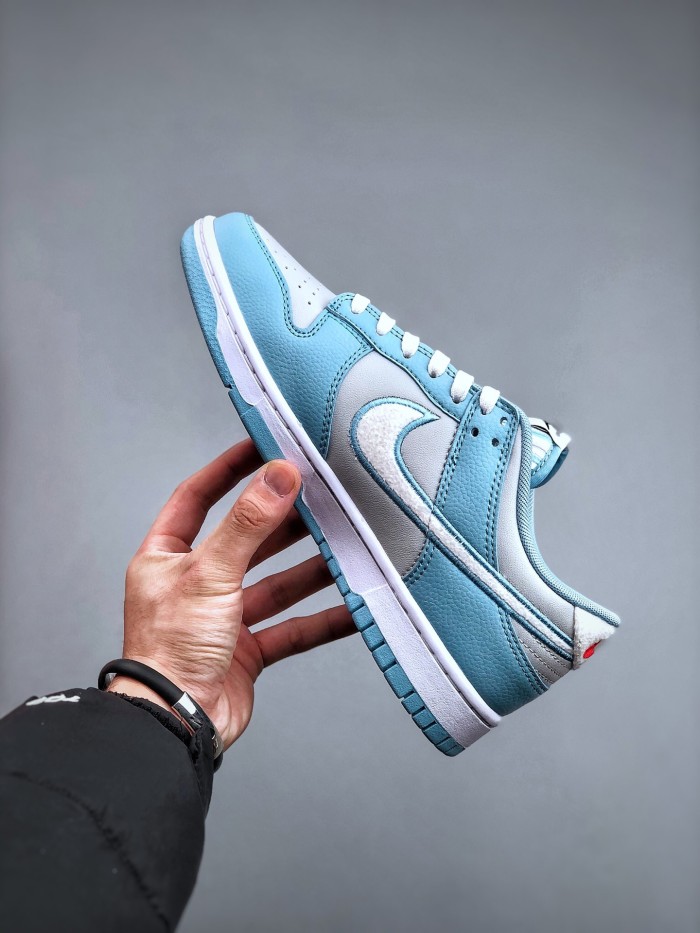 Nike Dunk Low Retro Fleece Swoosh Worn Blue