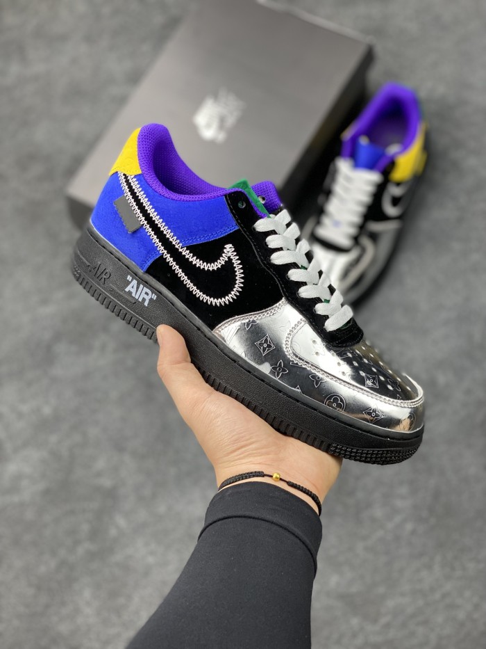 Louis Vuitton Nike Air Force 1 Low By Virgil Abloh Black Metallic Silver