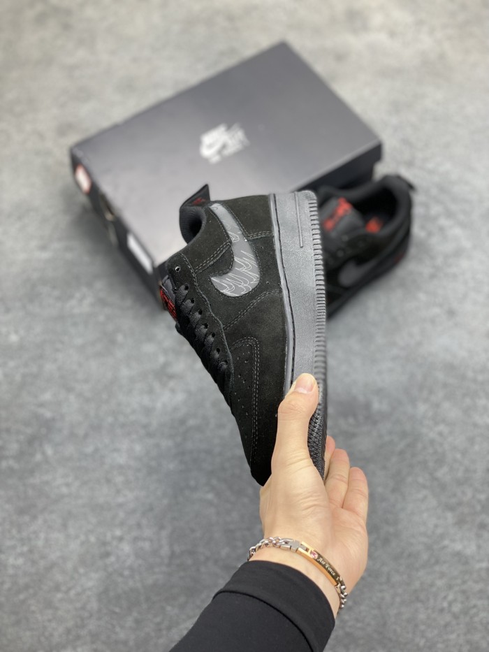 Nike Air Force 1 Low Multi-Swoosh Black Crimson
