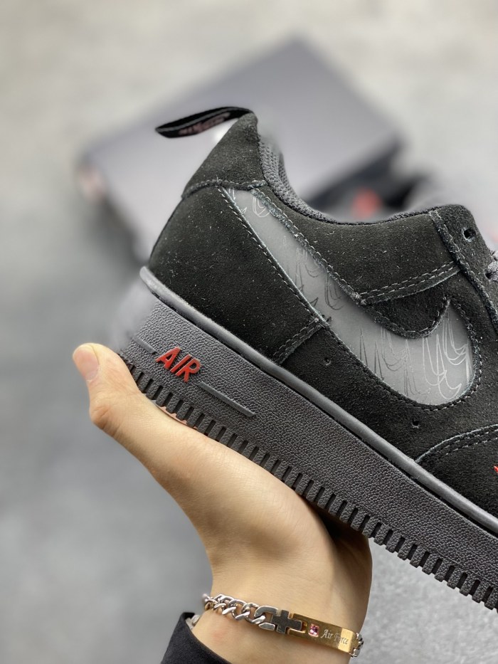 Nike Air Force 1 Low Multi-Swoosh Black Crimson