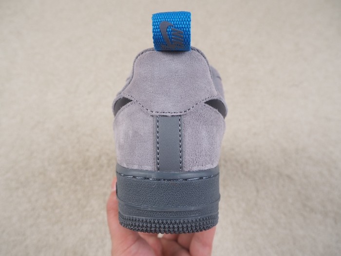 Nike Air Force 1 Low Cut Out Swoosh Grey