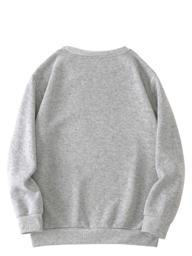 Women's Letter Print Round Neck Sweatshirt, Casual Long Sleeve Crew Neck Pullover for Fall & Winter, Fashion Women's Top for Daily Wear