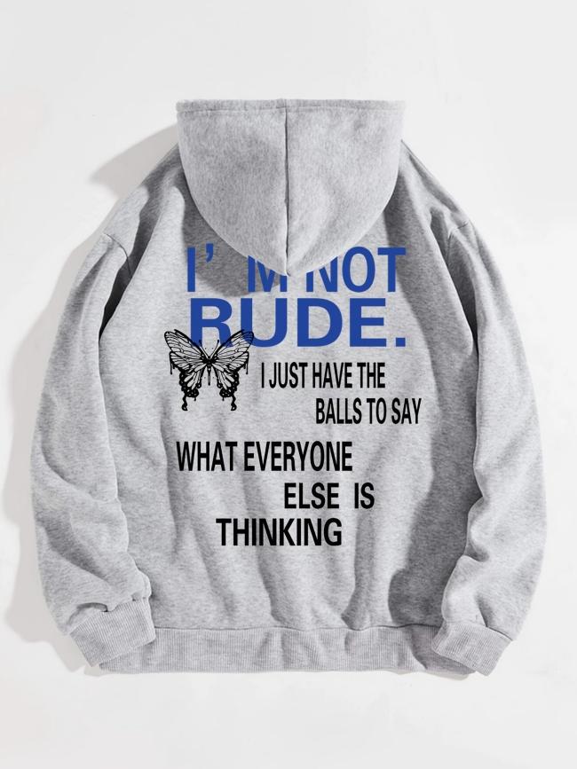 Women's Butterfly & Letter Print Drawstring Hoodie, Casual Long Sleeve Pocket Hooded Sweatshirt for Spring & Fall, Fashion Women's Clothes for Daily Wear