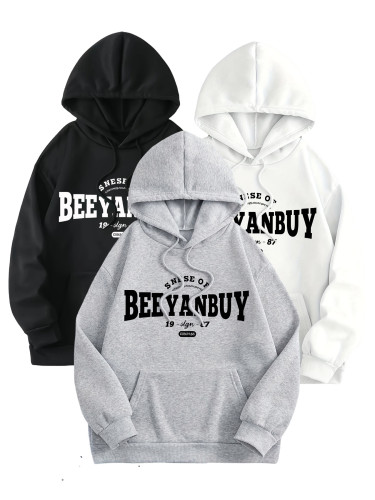 Women's Casual Sports Hooded Sweatshirt, Comfortable And Fashionable, Suitable For Sports And Daily Life, BEEYANBUY Letter Print
