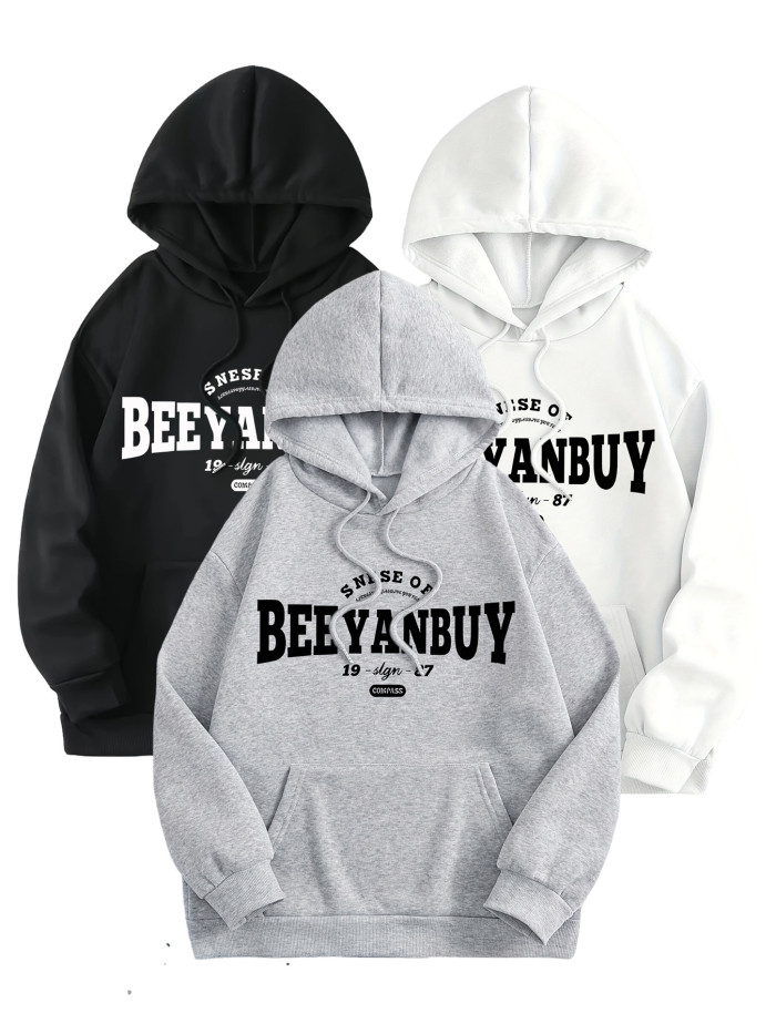 Women's Casual Sports Hooded Sweatshirt, Comfortable And Fashionable, Suitable For Sports And Daily Life, BEEYANBUY Letter Print