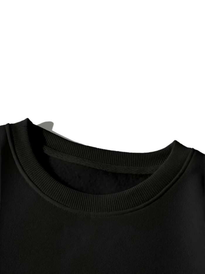 Women's Cherry Print Crew Neck Sweatshirt, Casual Long Sleeve Pullover for Daily Wear, Ladies Fall & Winter Clothes