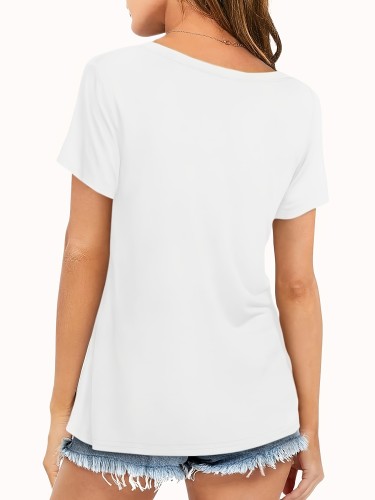 Both hands Print Women'S T-Shirt, Casual Round Neck Short Sleeve Tee, All-Season Fashion Top, Casual Wear|Milano Print|Intricate Lettering