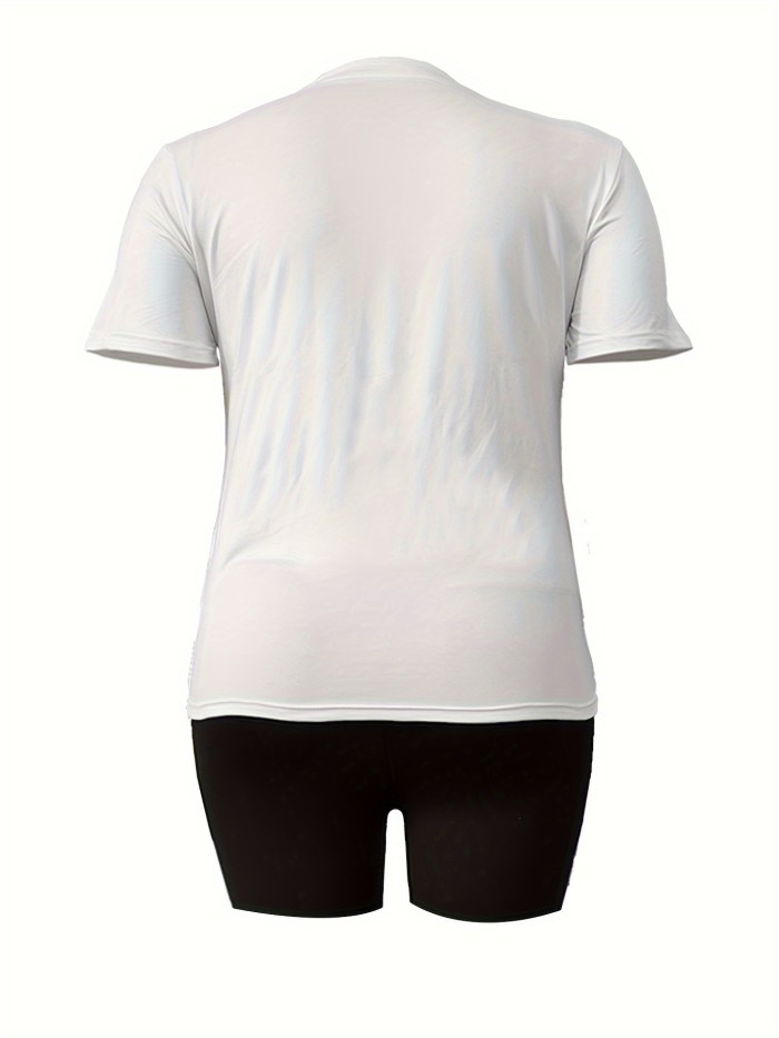 Women's Casual Short Sleeve T-Shirt - Round Neck Summer Top with Bold  NEW YORK  Letter Print, Breathable White Tee for Casual Attire, Machine Washable, Ladies T Shirts, Comfortable Clothing, Relaxed Fit Shirt, Smooth Texture