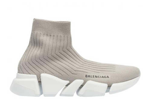 Balenciaga Speed Trainer Rib-Knit Light Gray