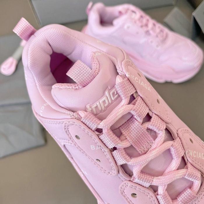 Balenciaga All Over Logo Triple S Pink White