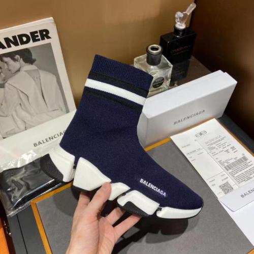 Balenciaga Speed 2.0 Striped Navy Blue Black White (W)