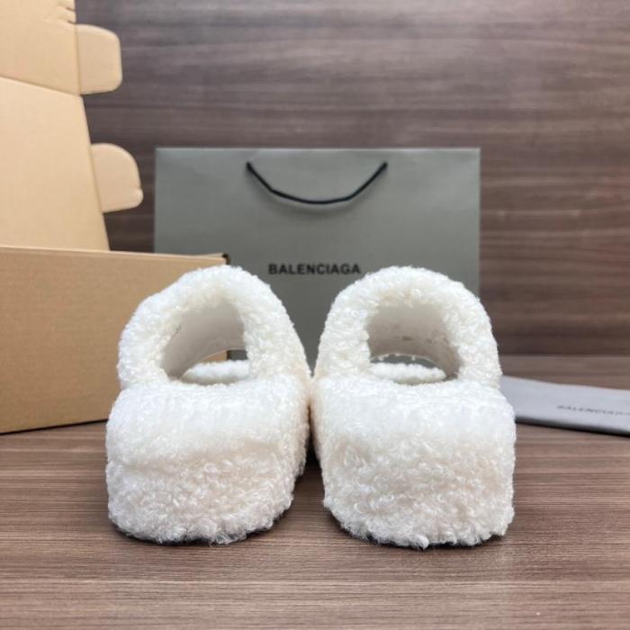 Balenciaga Furry Slide White 654261W2DO19906