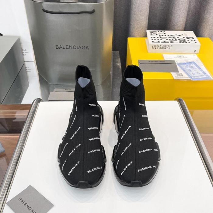 Balenciaga Speed Trainer 2.0 All Over Logo Black White