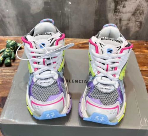 Balenciaga Runner Leather Free Grey Light Purple Neon Yellow White
