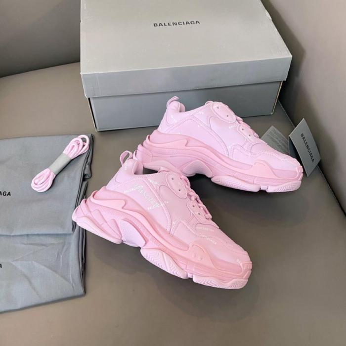 Balenciaga All Over Logo Triple S Pink White