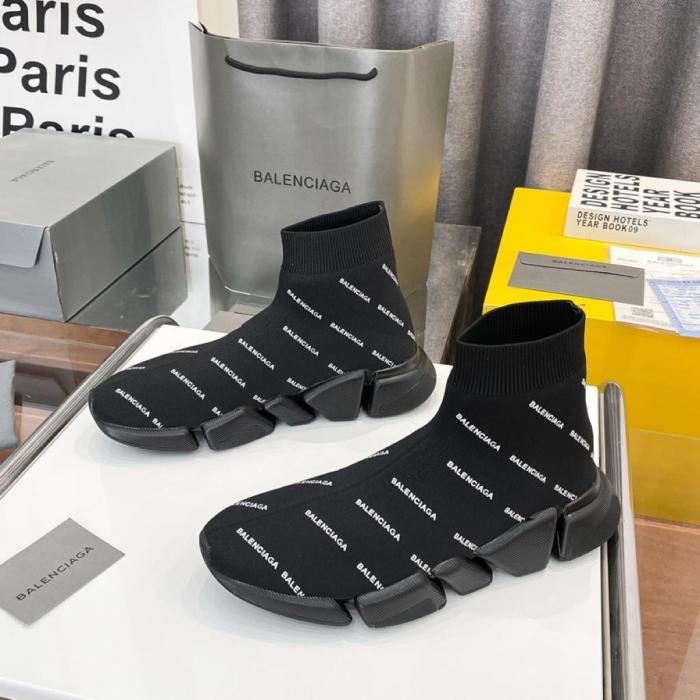 Balenciaga Speed Trainer 2.0 All Over Logo Black White