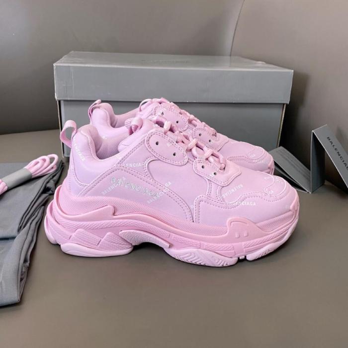 Balenciaga All Over Logo Triple S Pink White