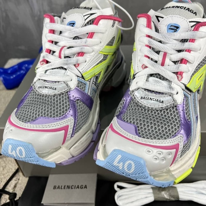 Balenciaga Runner Leather Free Grey Light Purple Neon Yellow White