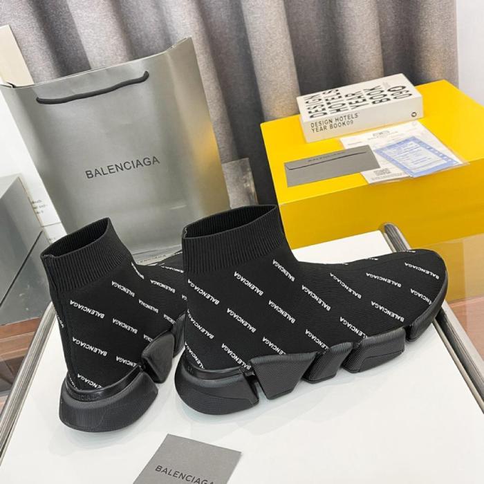 Balenciaga Speed Trainer 2.0 All Over Logo Black White