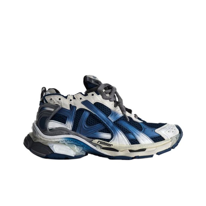 Balenciaga Runner Gradient Distressed Style Low Top Casual Shoes Men's Blue