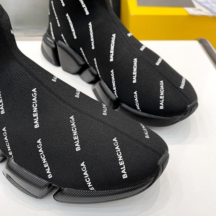 Balenciaga Speed Trainer 2.0 All Over Logo Black White