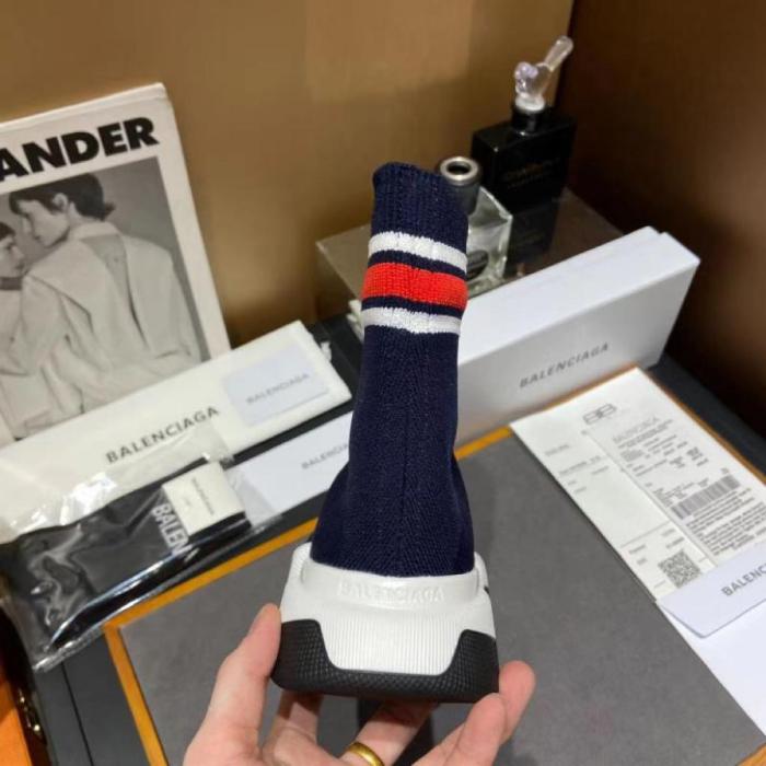 Balenciaga Speed 2.0 Striped Navy Blue Black White (W)