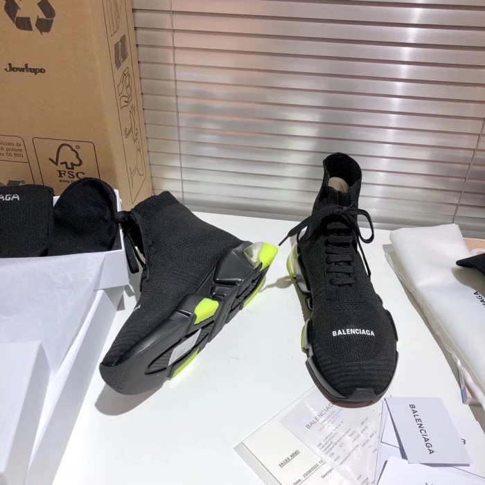 Balenciaga Speed Lace Up Clear Sole Yellow Fluo