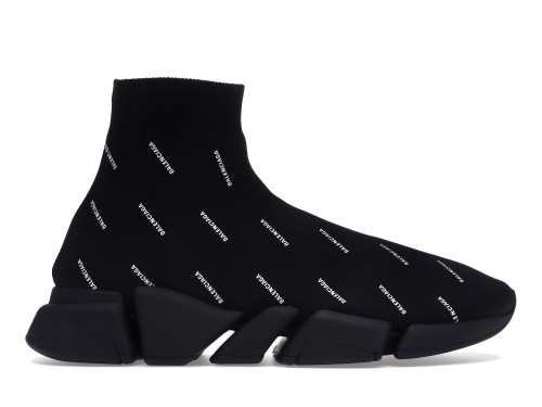 Balenciaga Speed Trainer 2.0 All Over Logo Black White