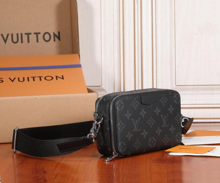 LOUIS VUITTON Alpha Cow Leather Wallets Shoulder Bag Crossbody Bag Regular Men's Black M81260 size 18.5*6.5*11 cm