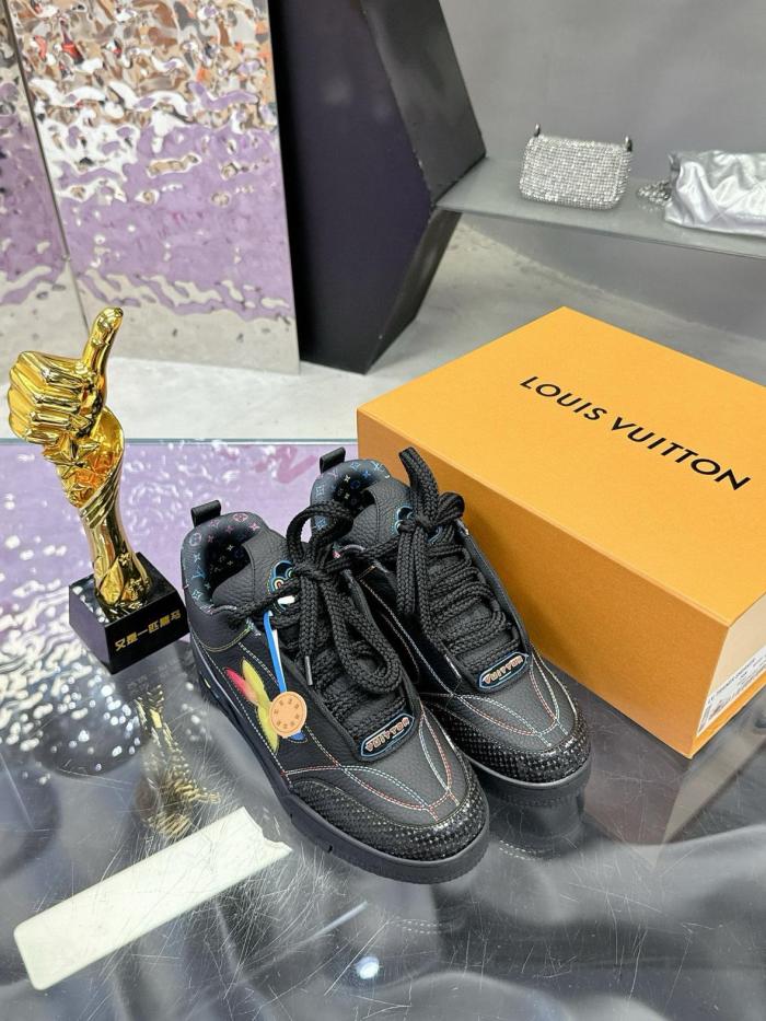 LOUIS VUITTON Skate Low Top Skateboard Shoes Men's Black