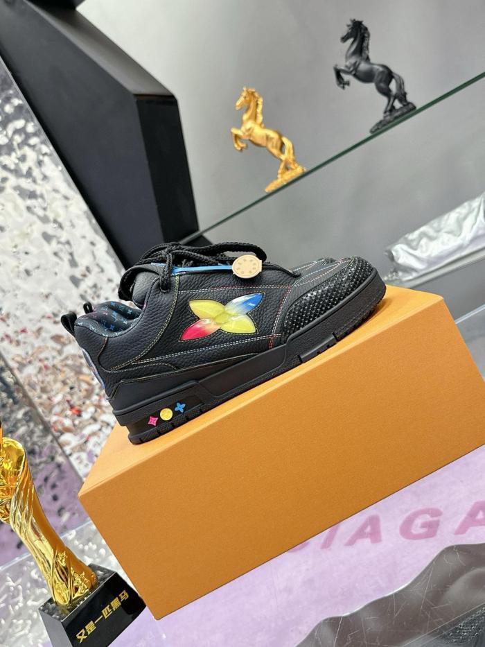 LOUIS VUITTON Skate Low Top Skateboard Shoes Men's Black