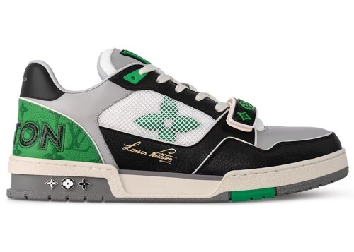 Louis Vuitton LV Trainer Monogram strap Black White Green