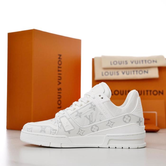 LOUIS VUITTON Trainer Skateboard Shoes Men Low-Top White