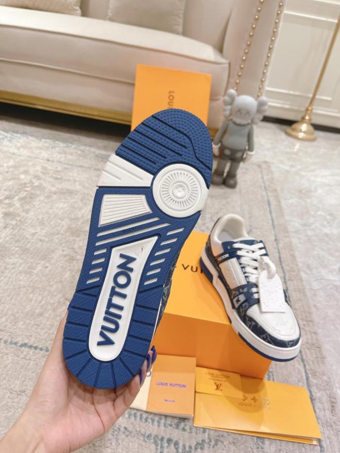 Louis Vuitton LV Trainer Monogram Denim White Blue