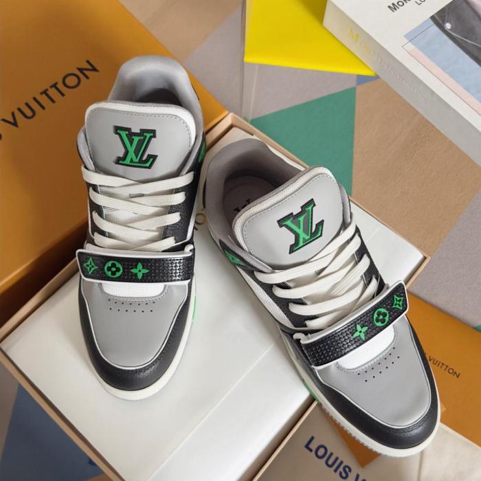 Louis Vuitton LV Trainer Monogram strap Black White Green