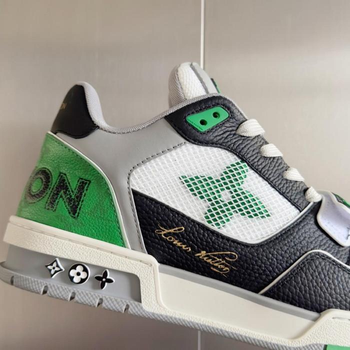 Louis Vuitton LV Trainer Monogram strap Black White Green