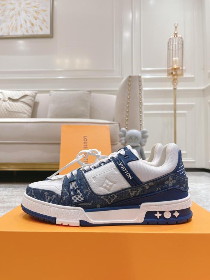 Louis Vuitton LV Trainer Monogram Denim White Blue