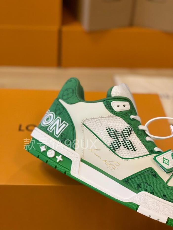 Louis Vuitton Trainer Green Monogram Denim