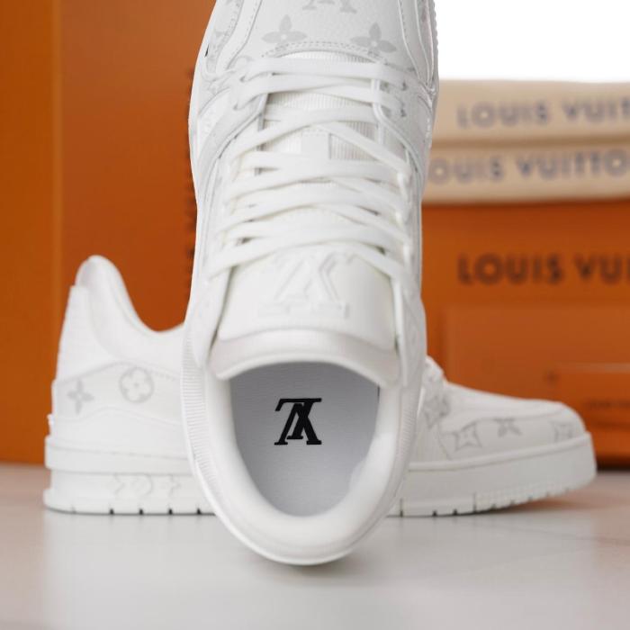 LOUIS VUITTON Trainer Skateboard Shoes Men Low-Top White