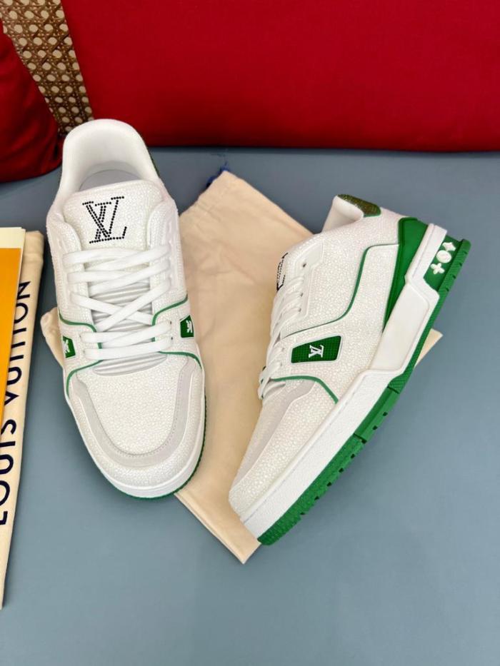 Louis Vuitton LV Trainer Green Strass