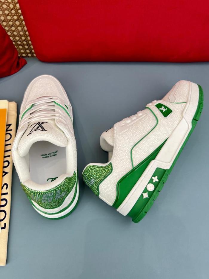 Louis Vuitton LV Trainer Green Strass