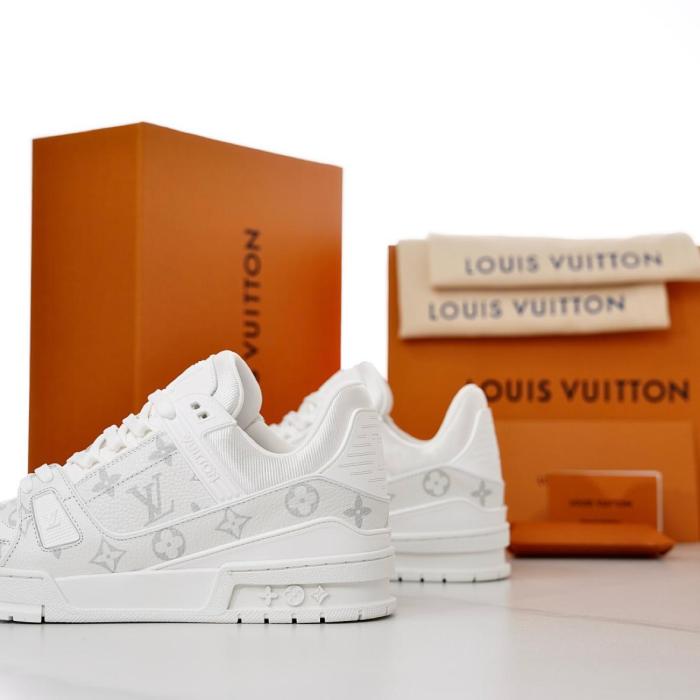 LOUIS VUITTON Trainer Skateboard Shoes Men Low-Top White