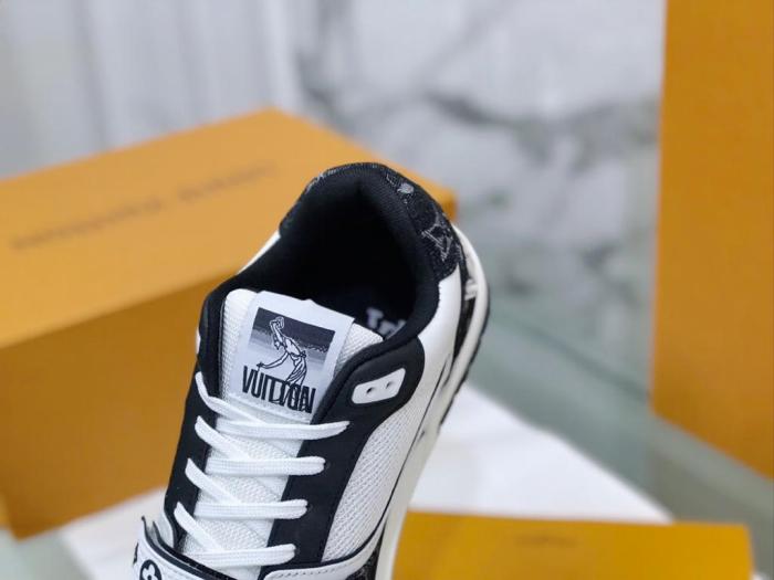 Louis Vuitton LV Trainer Velcro Strap Monogram Denim Black White