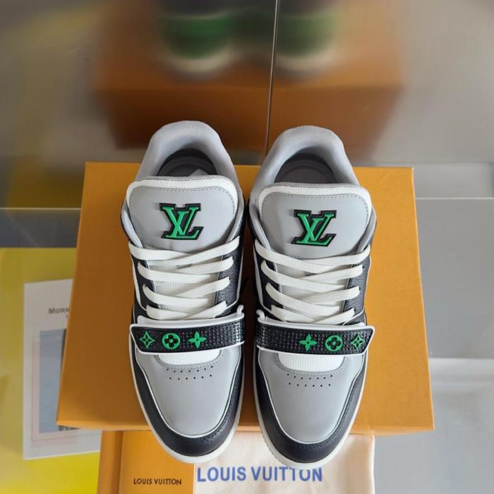 Louis Vuitton LV Trainer Monogram strap Black White Green