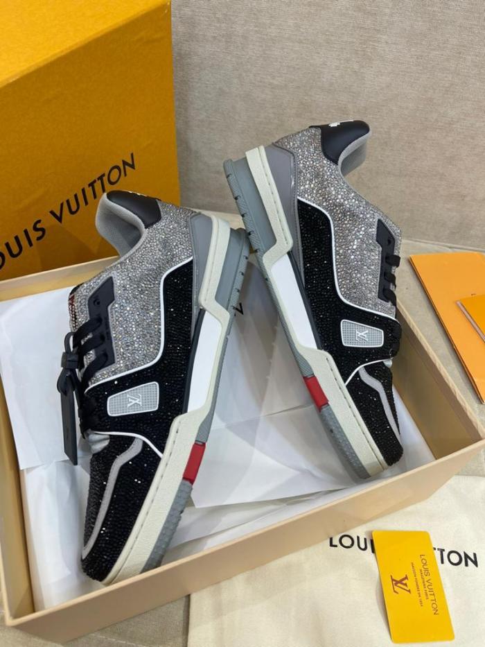 Louis Vuitton LV Trainer Black Grey Crystal